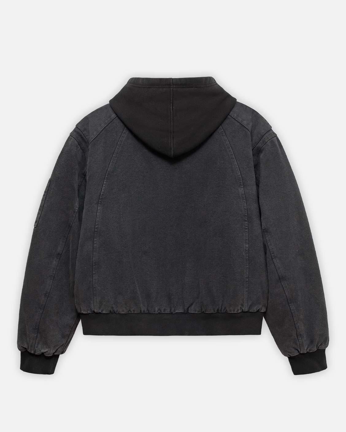 Puffed Bomber Jacket Black, product view 7 on a light grey background