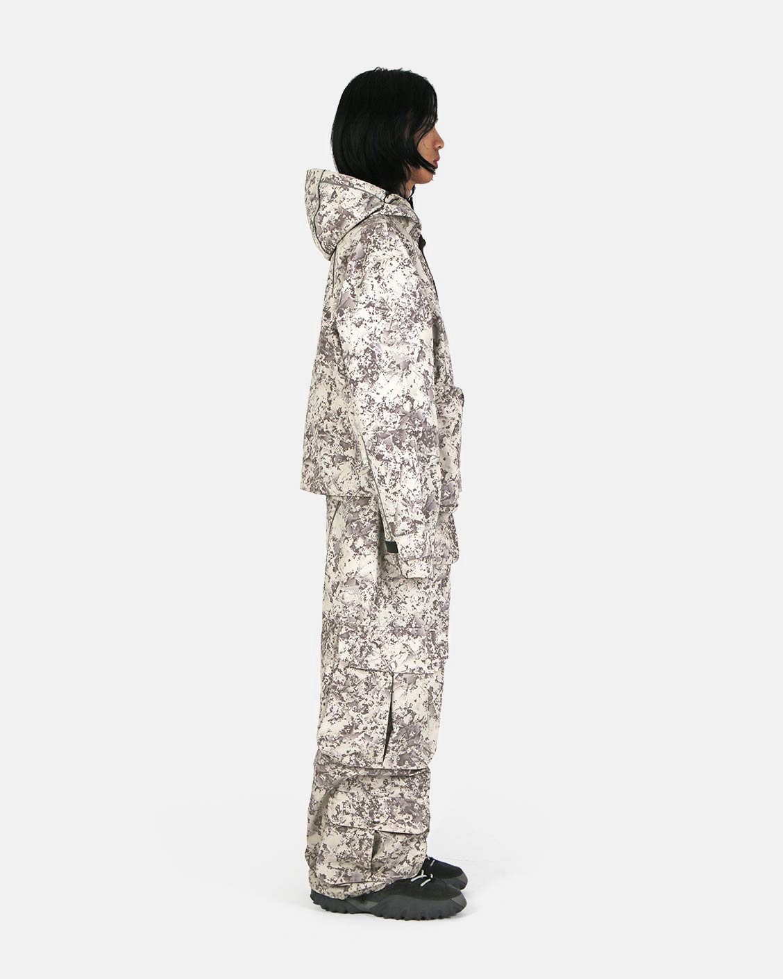 Tech Jacket Beige Camou, product view 3 on a light grey background