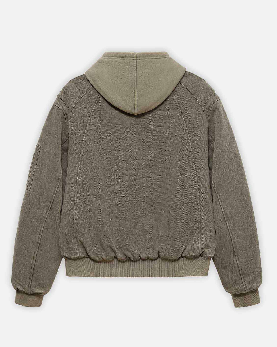 Puffed Bomber Jacket Olive, product view 8 on a light grey background