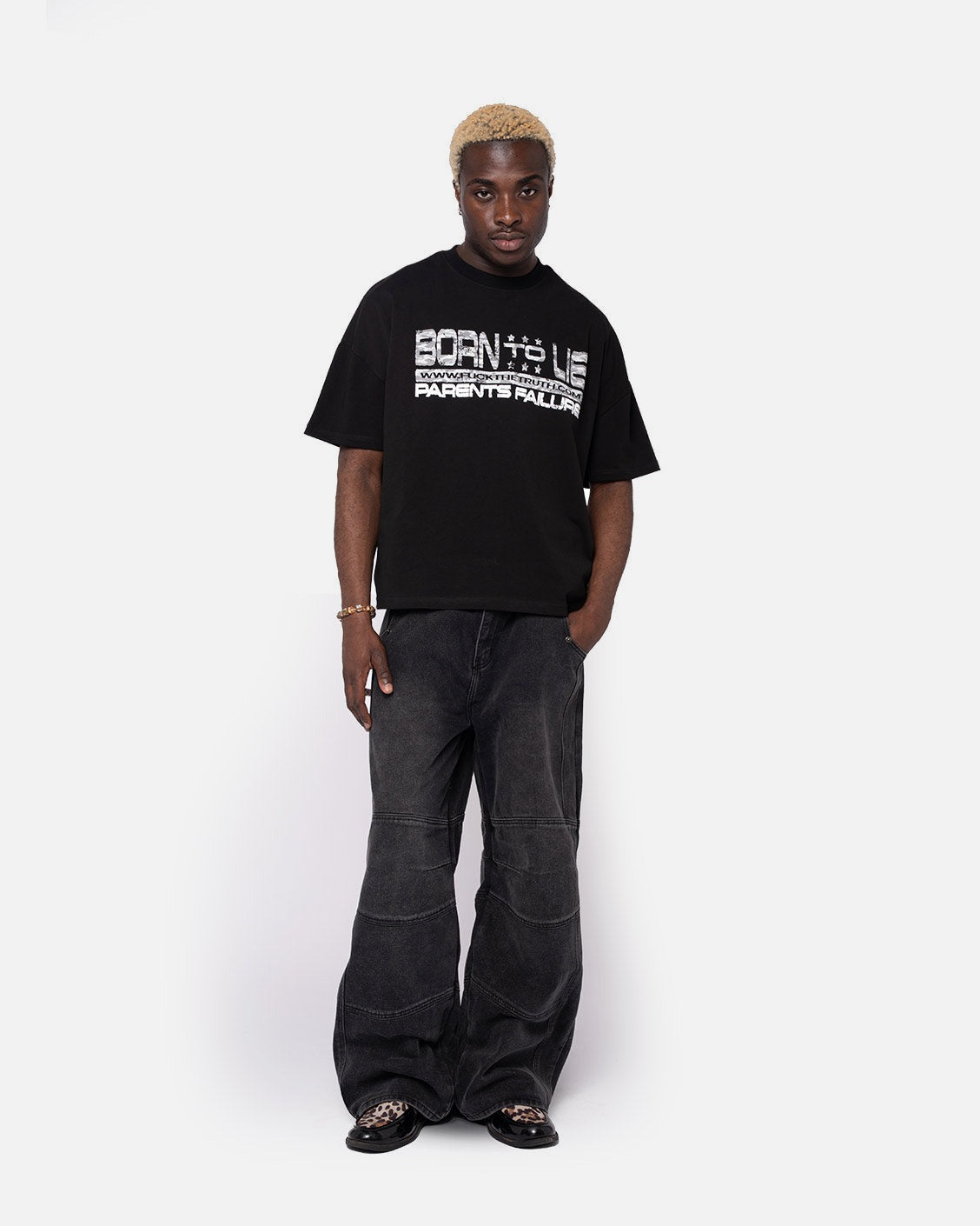 Born to Lie Tee Black, product view 2 on a light grey background
