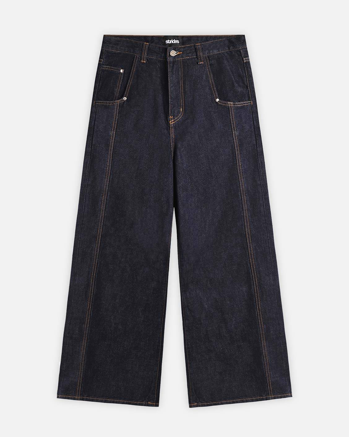Dark blue jeans on a white background