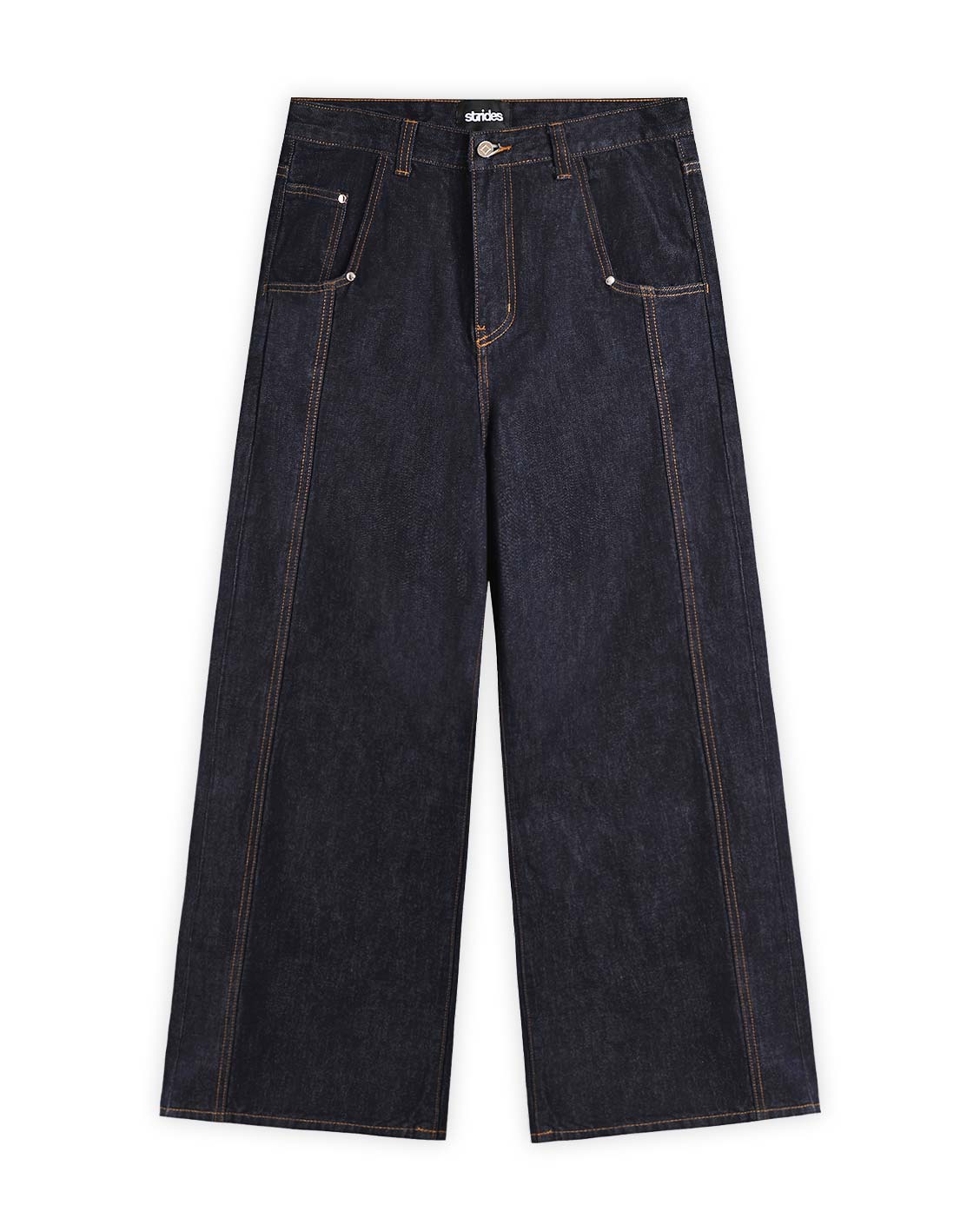 Dark blue jeans on a white background