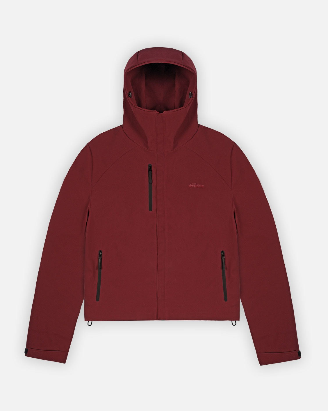 Bordeaux jacket with a hood on a white background