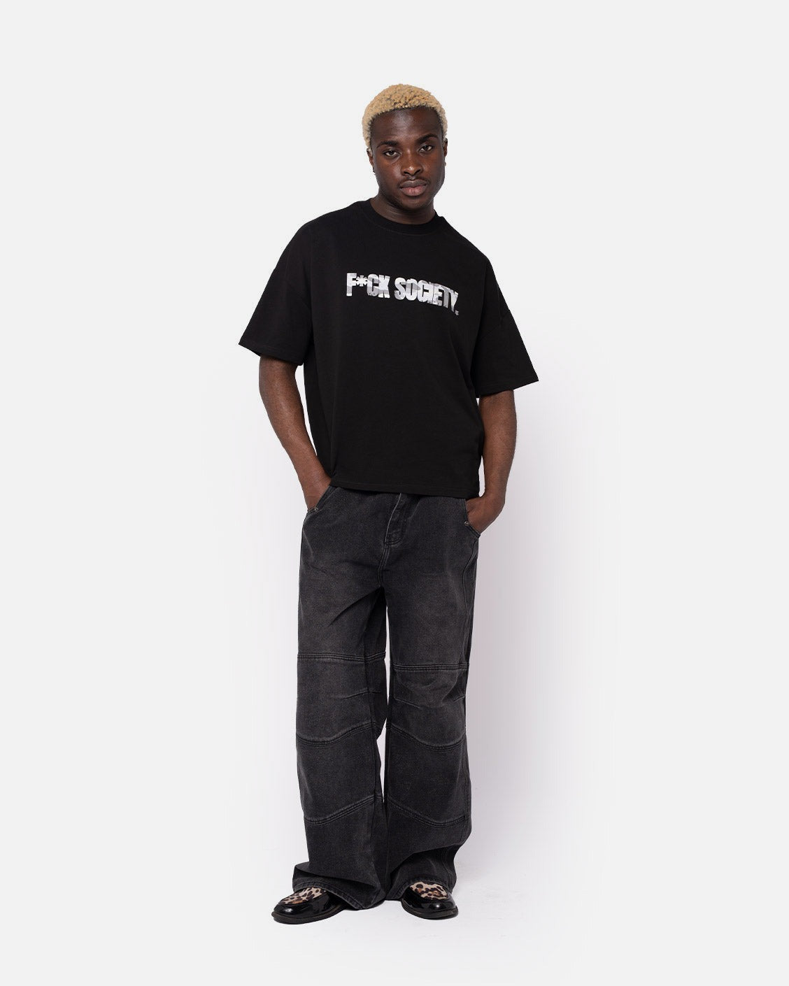 F*ck Society Tee Black, product view 1 on a light grey background