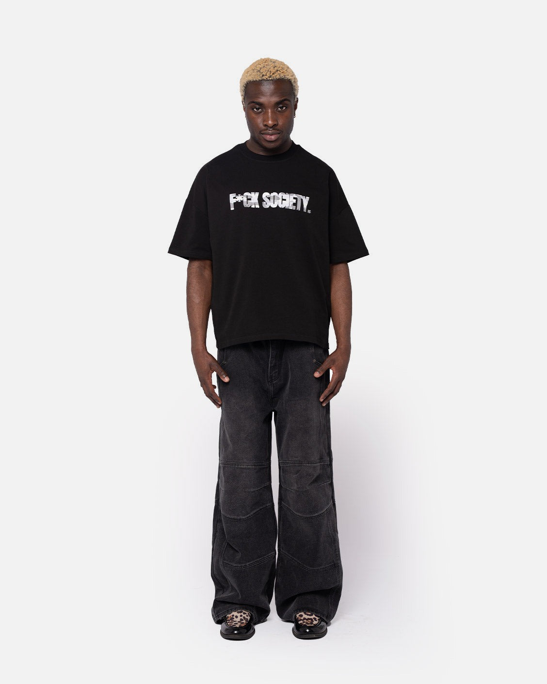 F*ck Society Tee Black, product view 2 on a light grey background