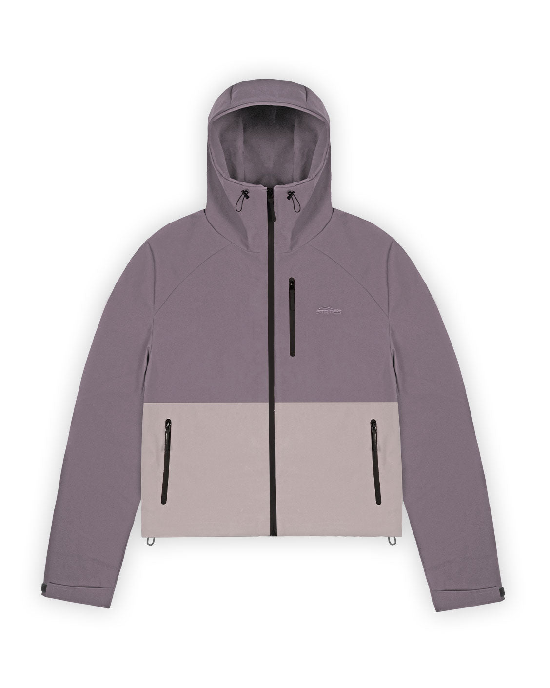 Two-tone gray jacket with a hood on a white background