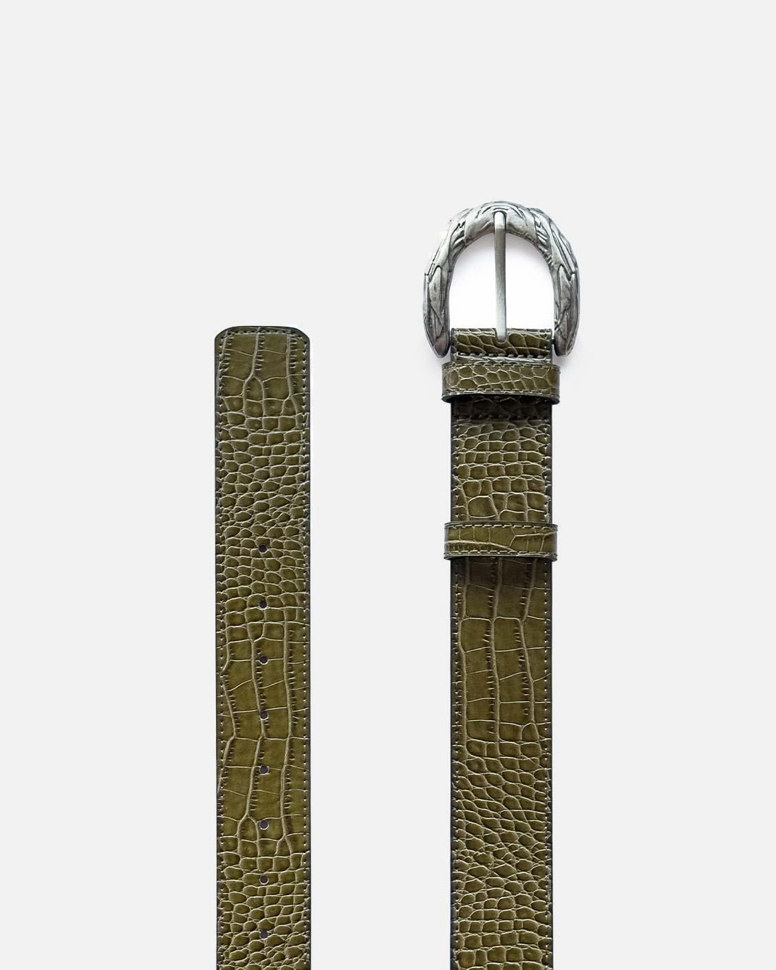 python style belt with metal buckle