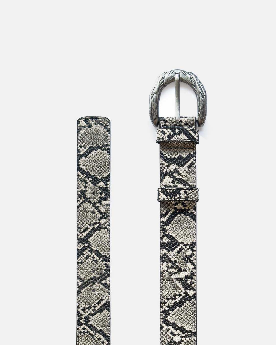 python style belt with metal buckle