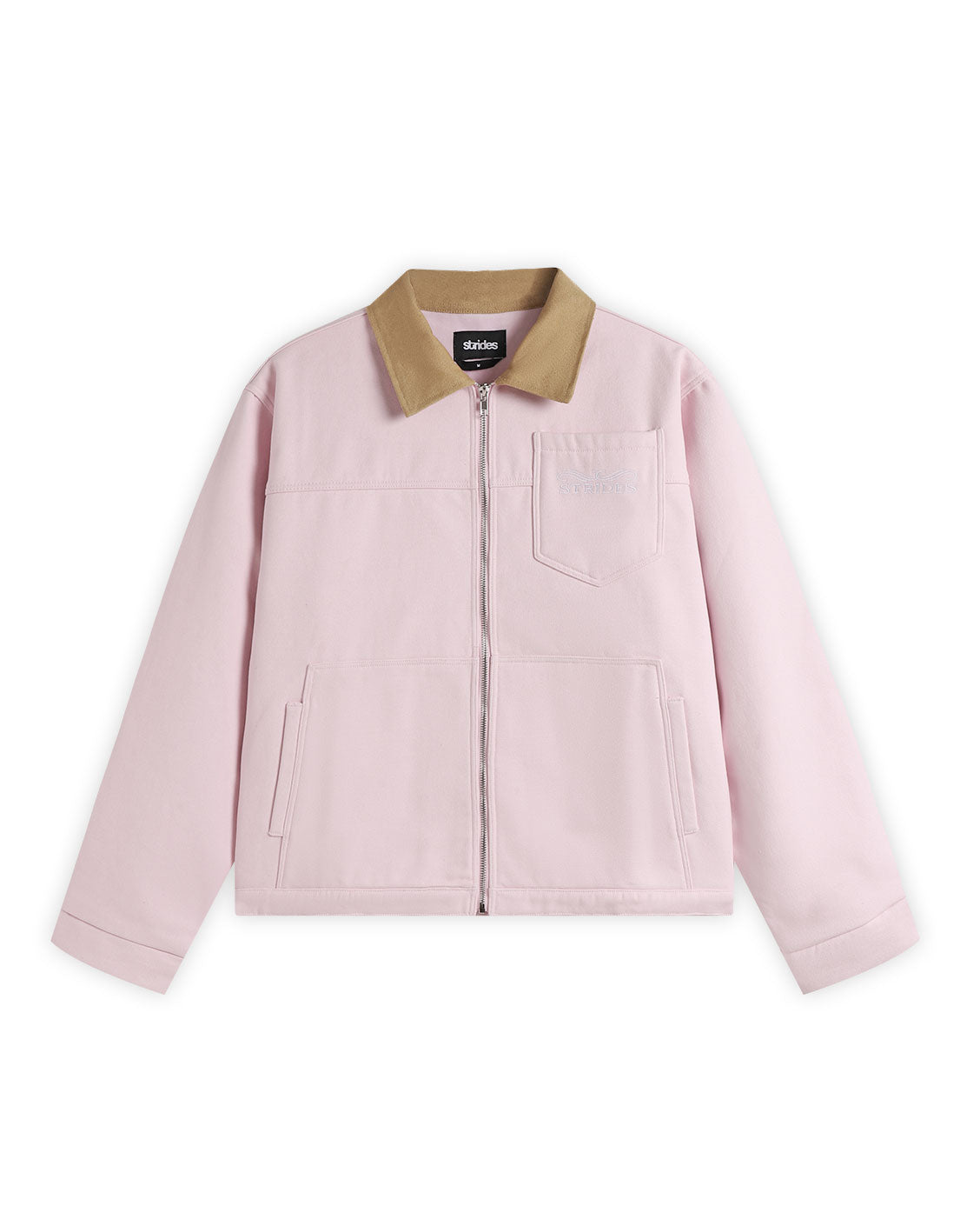 Pink jacket with brown collar on a white background