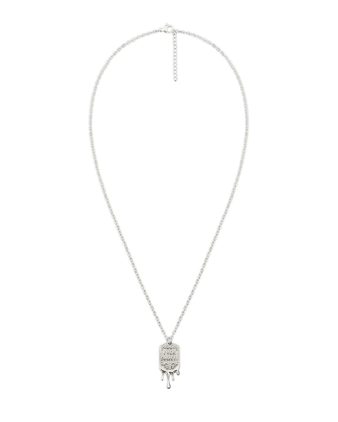 Silver necklace with a pendant on a white background