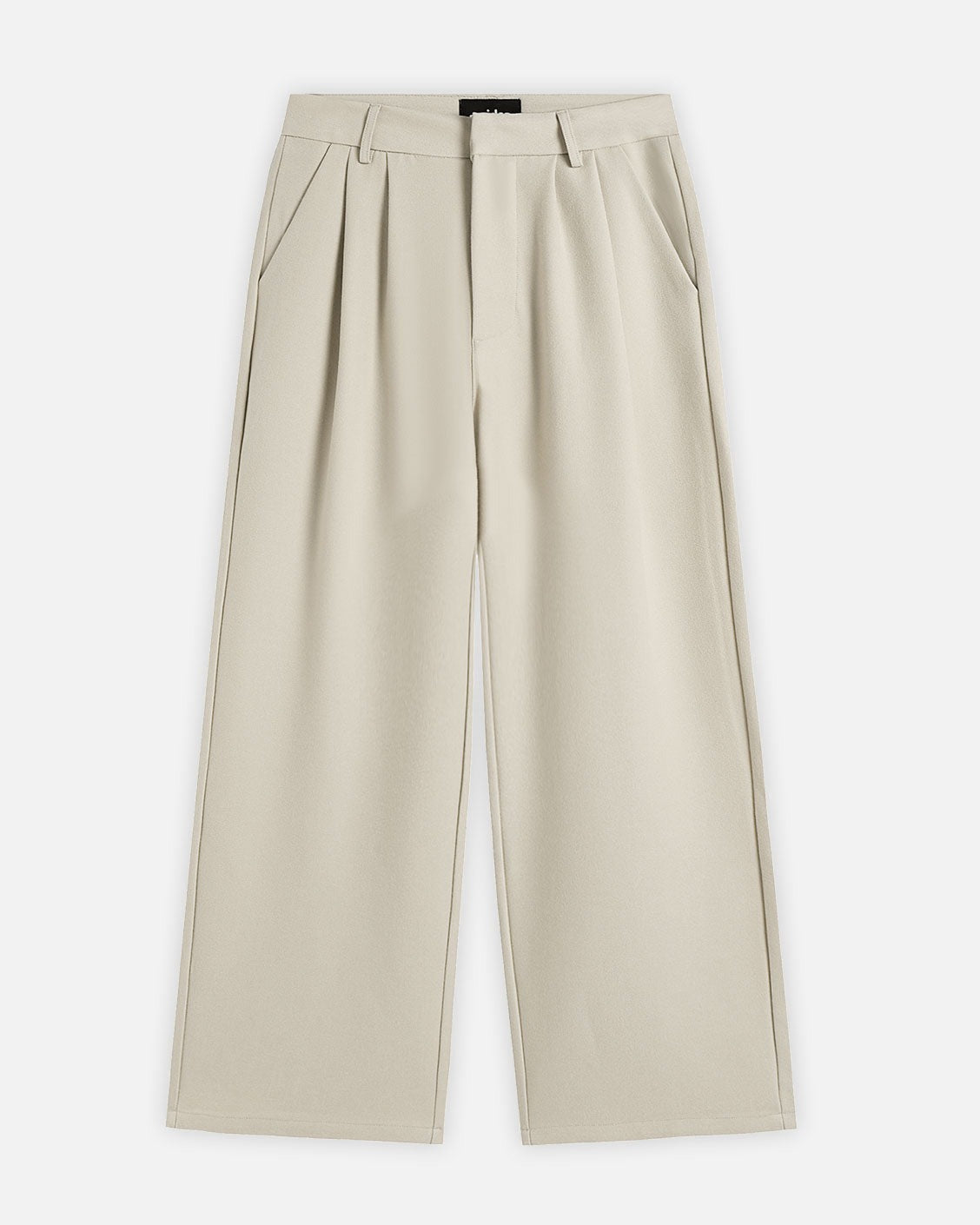 Beige wide-leg pants on a white background
