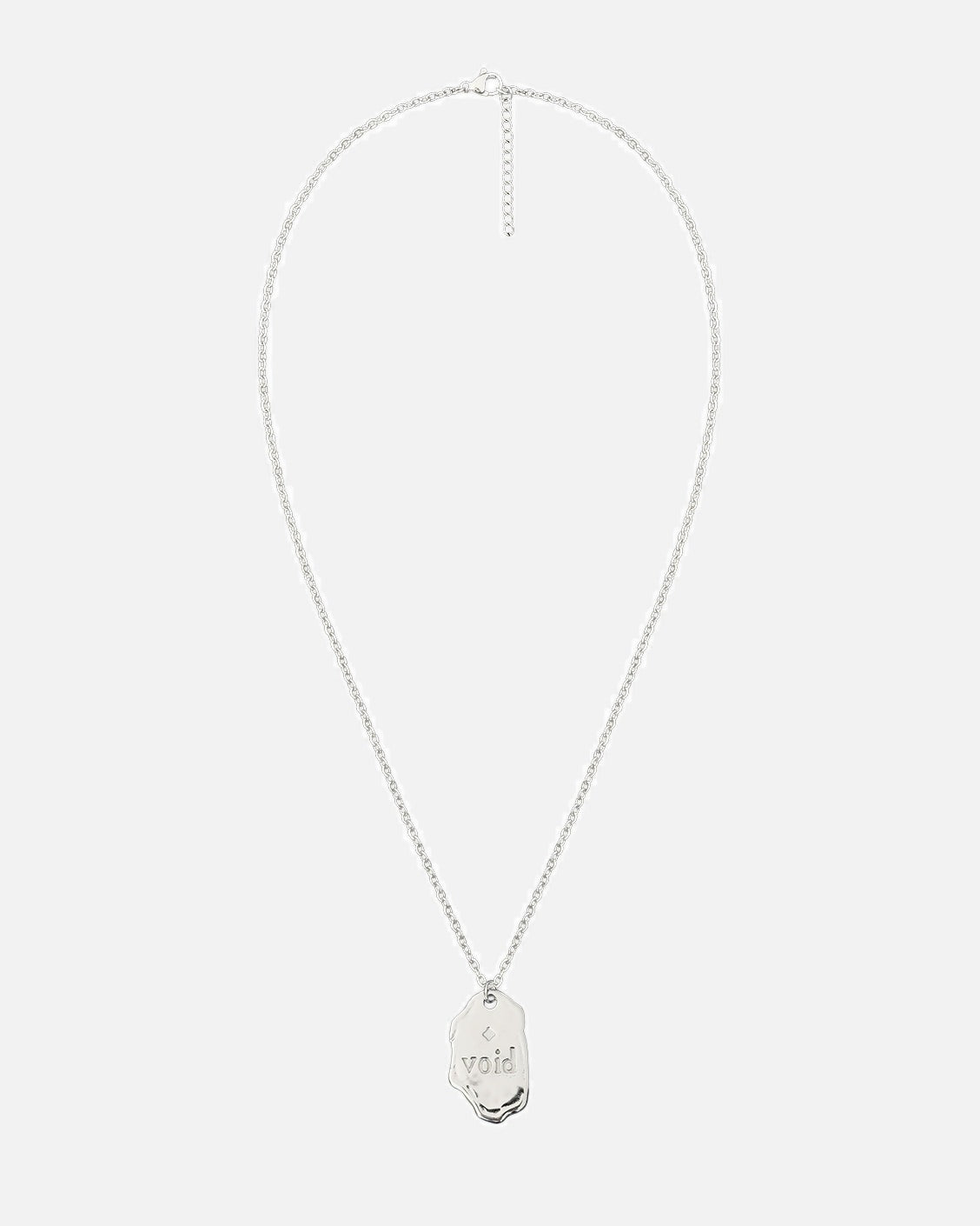 Silver necklace with a pendant on a white background