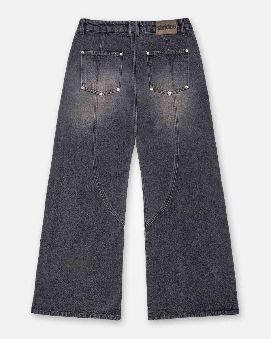 Claw Denim Black, back view on a light grey background