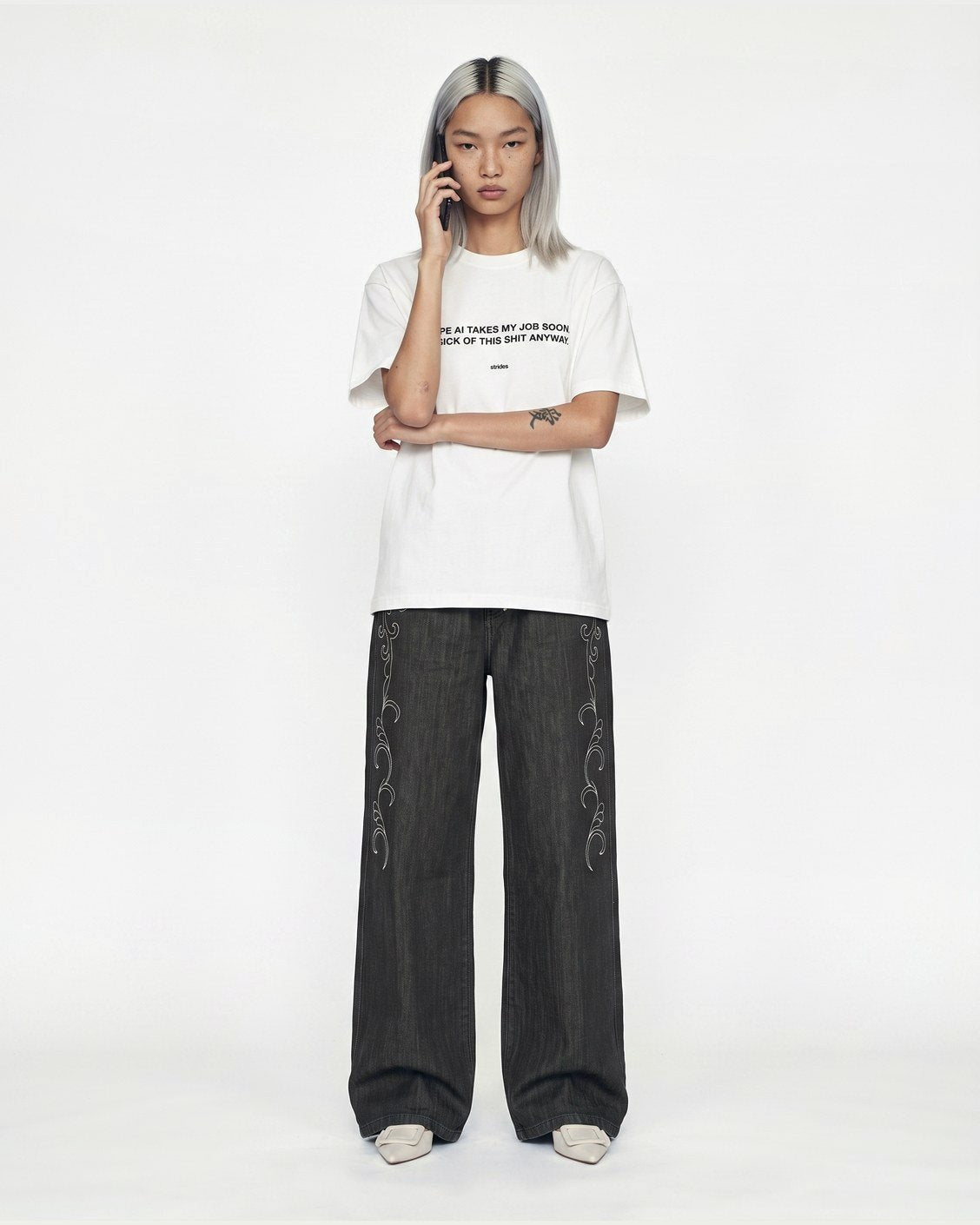 Replaced By AI Tee, product view 4 on a light grey background