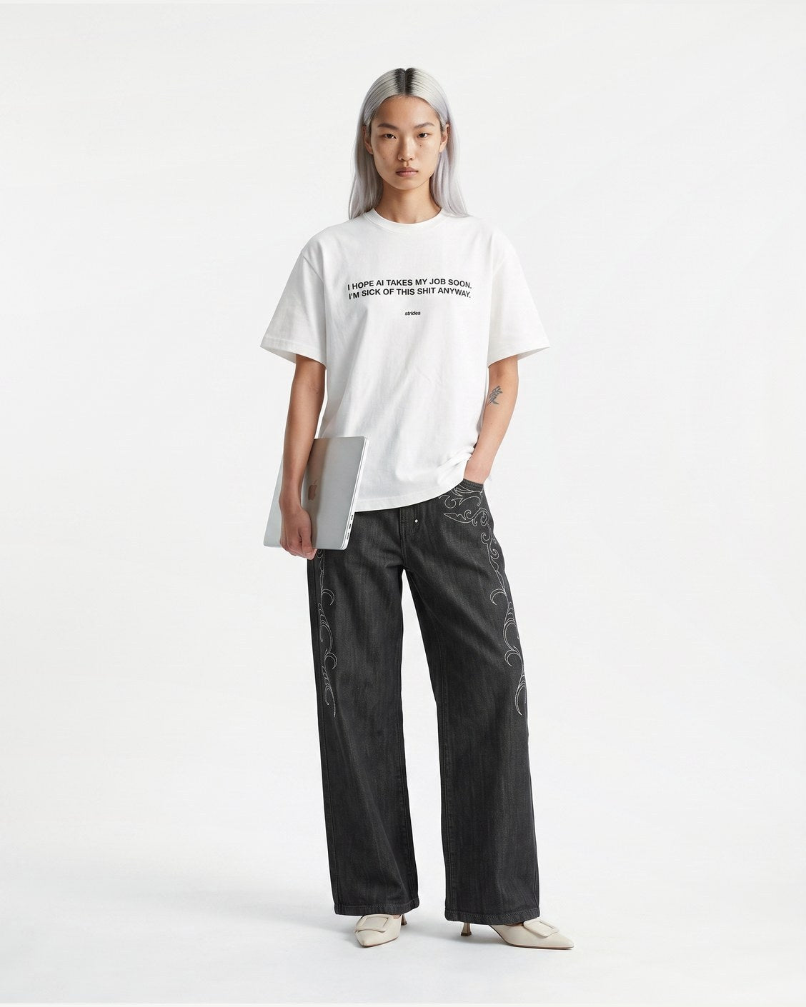 Replaced By AI Tee, product view 6 on a light grey background