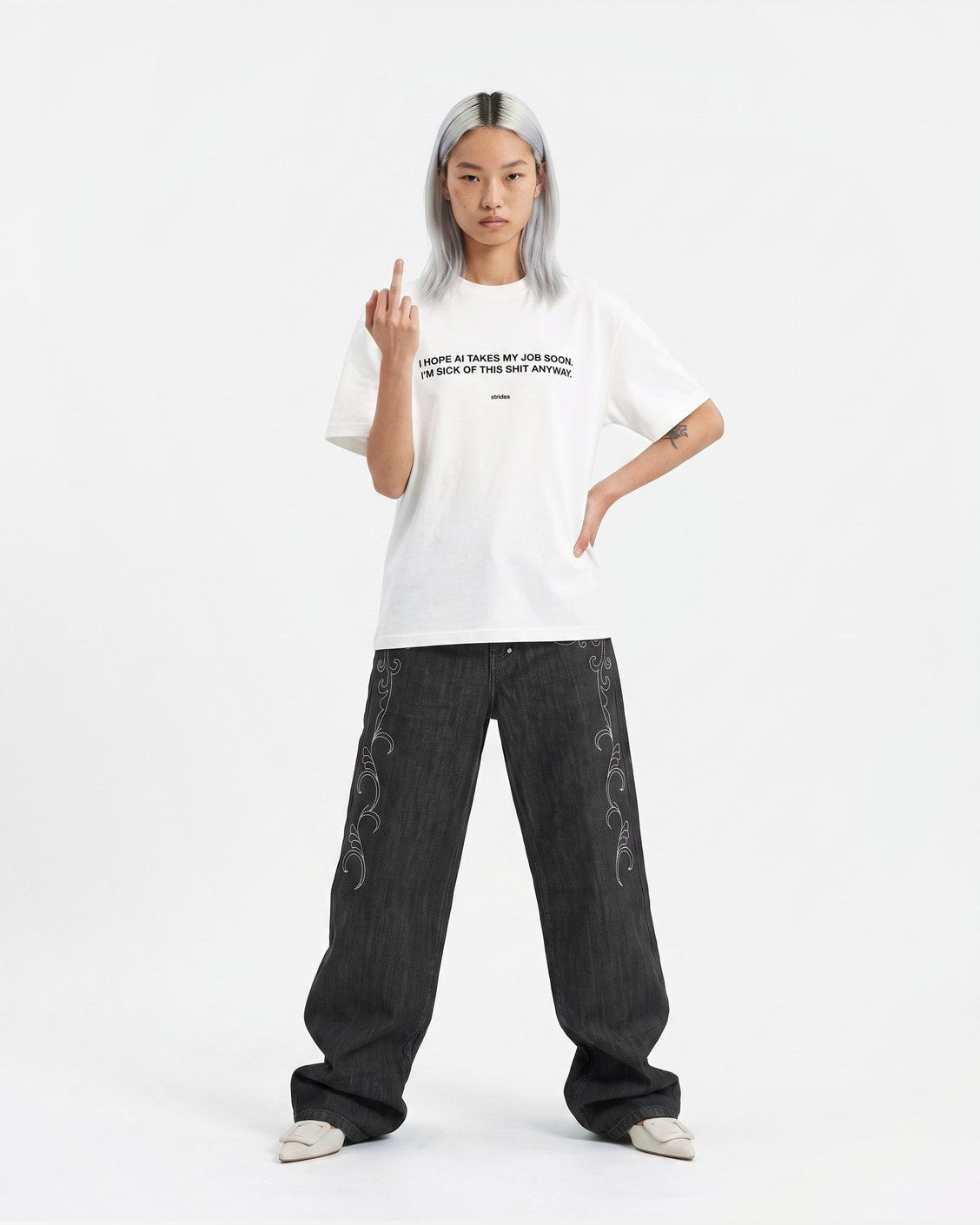 Replaced By AI Tee, product view 2 on a light grey background