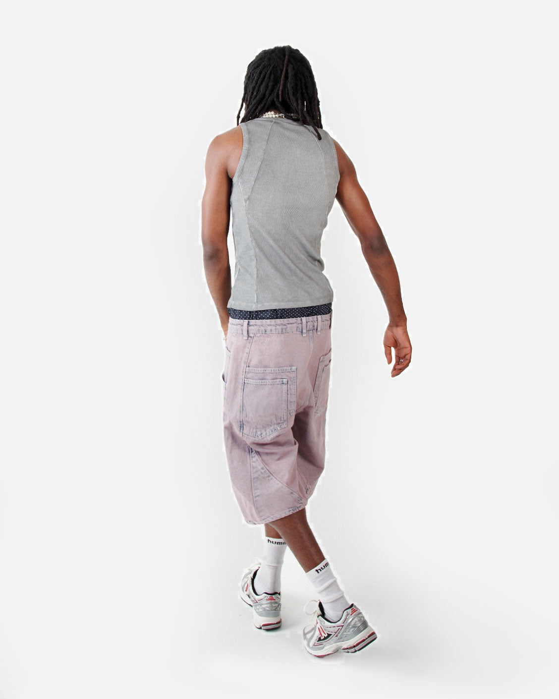 Line Tank Top Grey Oil Wash, product view 4 on a light grey background