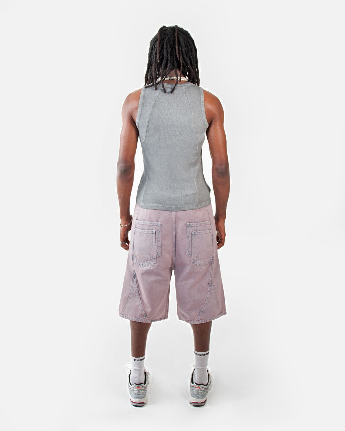 Line Tank Top Grey Oil Wash, product view 2 on a light grey background