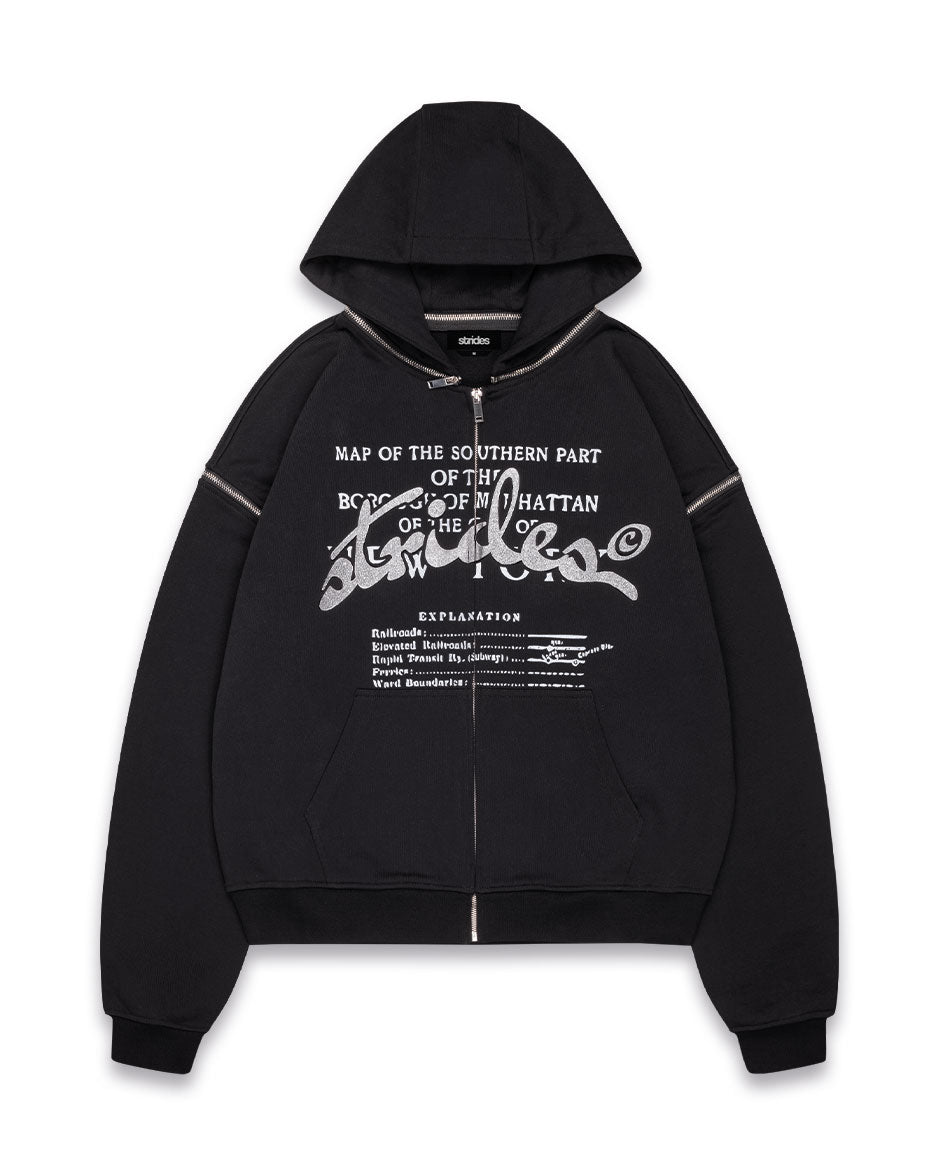 Detachable Concrete Zip Hoodie Black