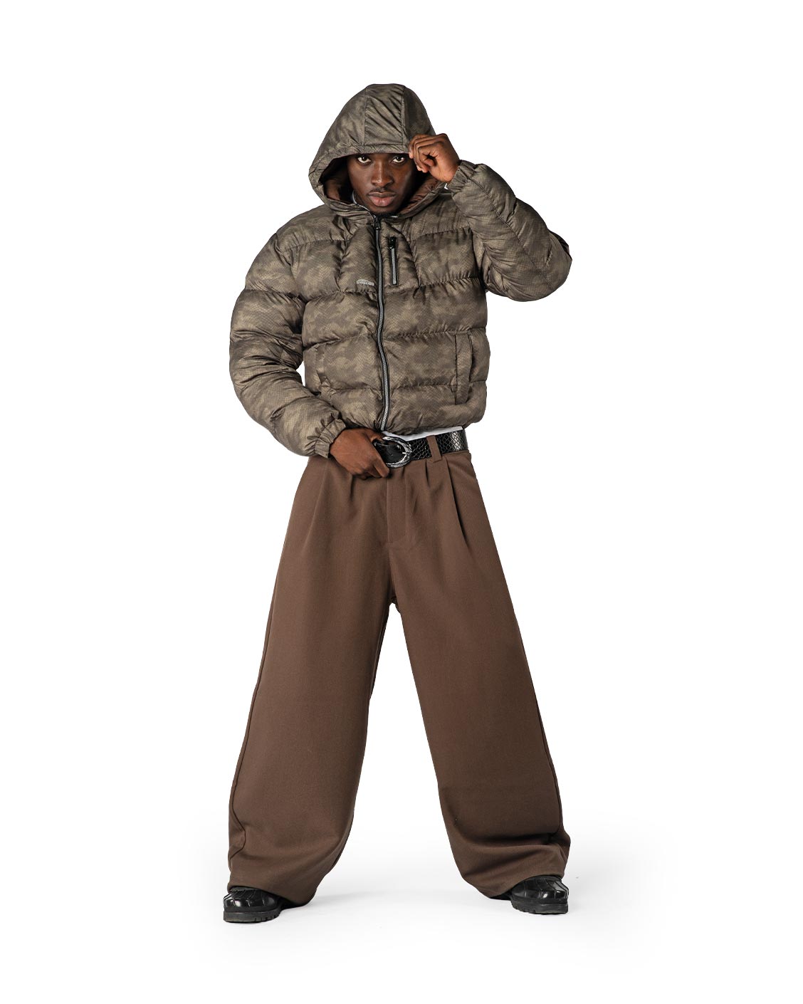 Reversible Camo Puffer Jacket, Moss | Strides JP
