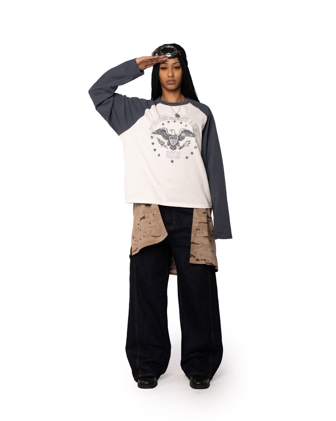 Federal Raglan Longsleeve Light Navy