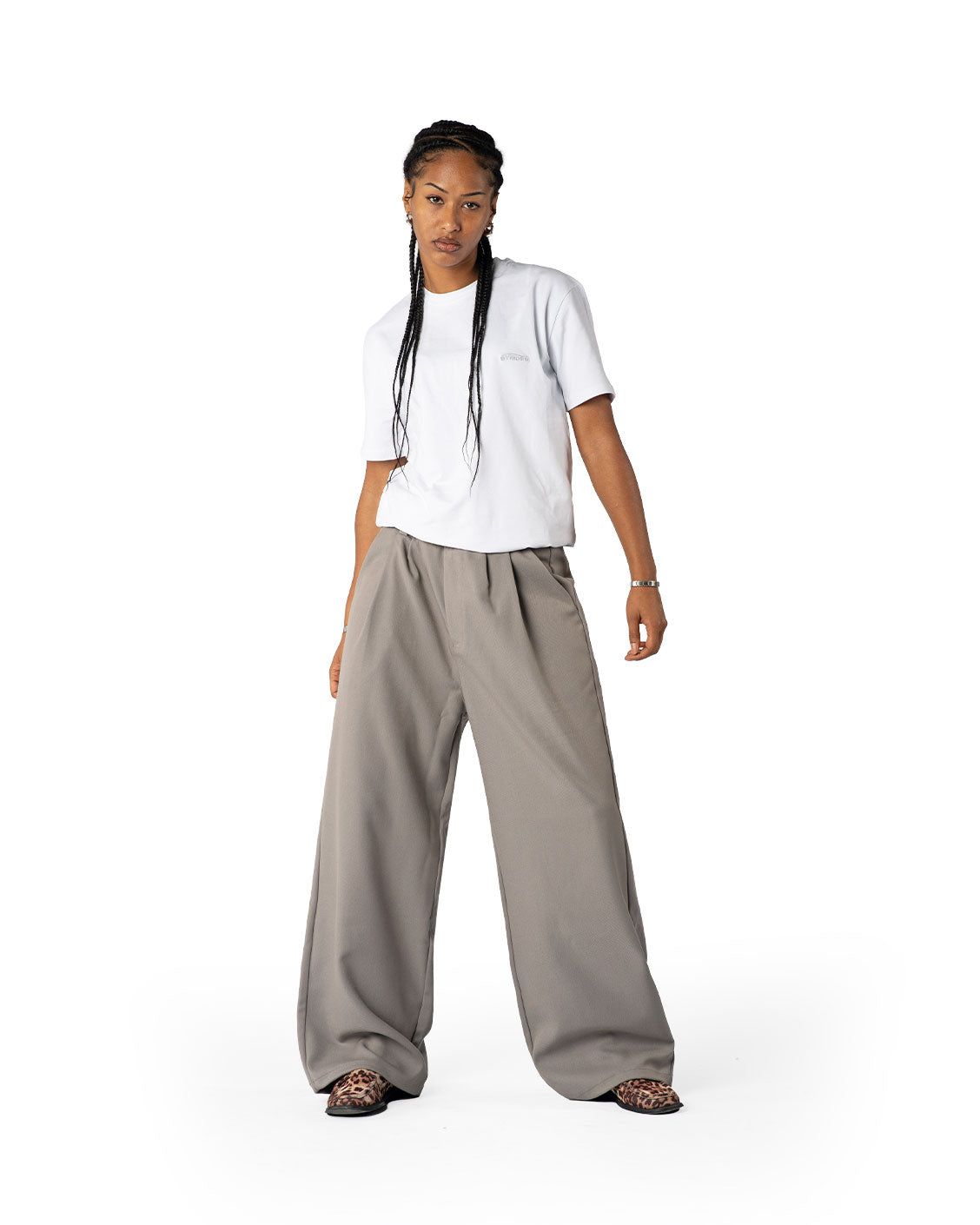 Tailored Pleat Pants Light Grey