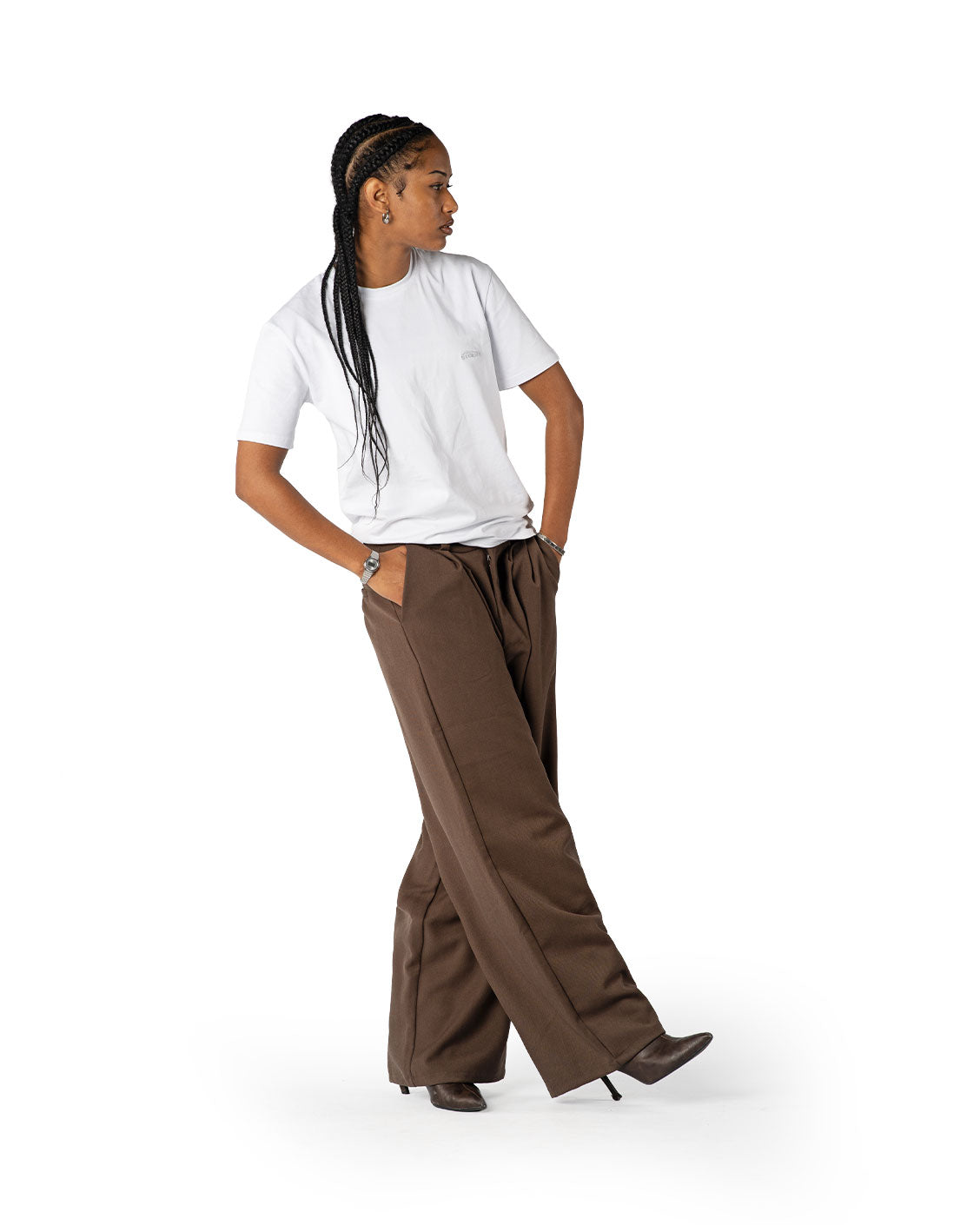Tailored Pleat Pants Dark Brown