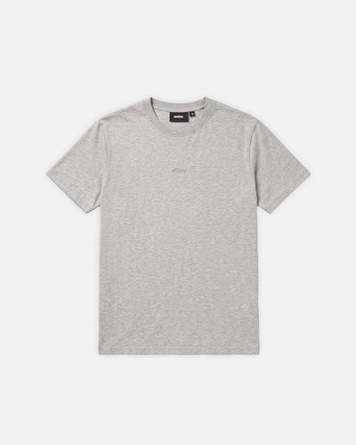 Slim Tee Grey, flat lay, front view on a light grey background