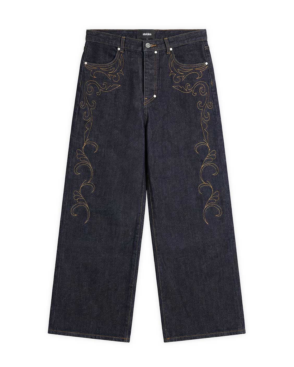 Raw Wide-Leg Jeans, Western | Strides JP