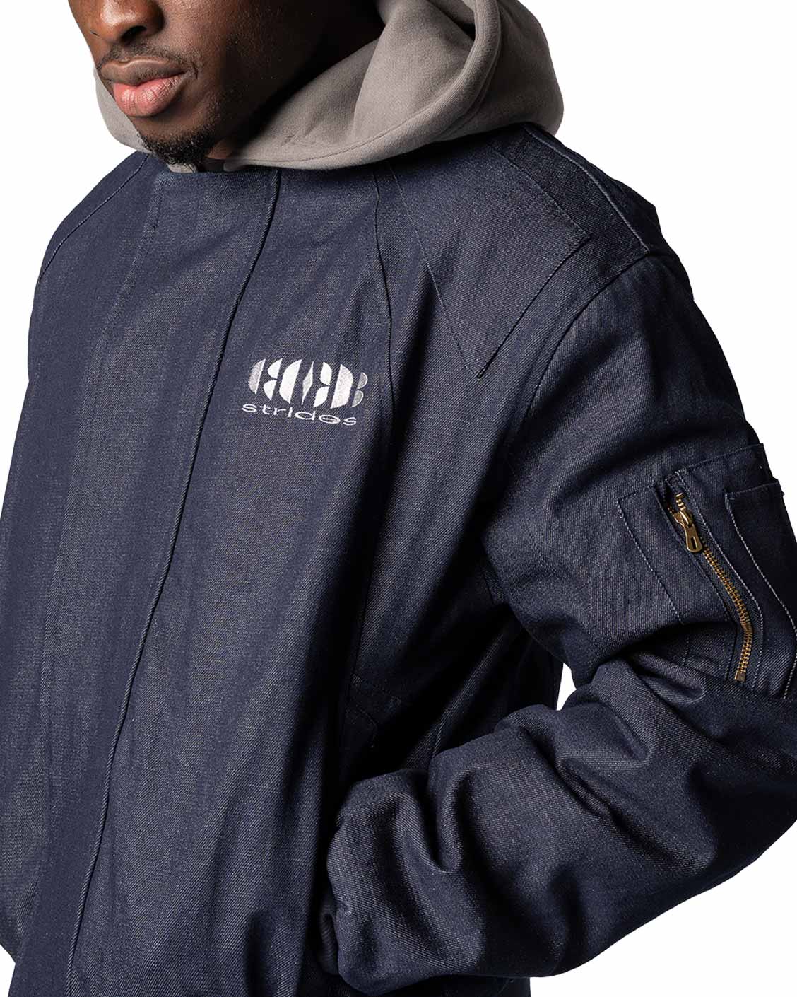 Puffed Raw Denim Bomber