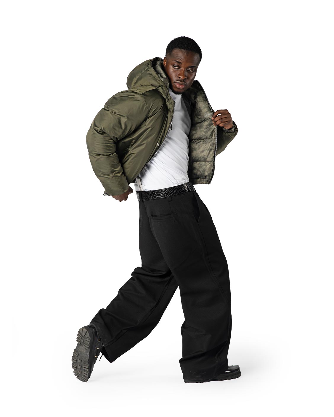 Reversible Snake Camou Puffer Olive