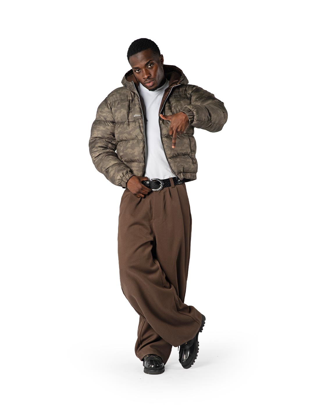 Reversible Camo Puffer Jacket, Moss | Strides JP