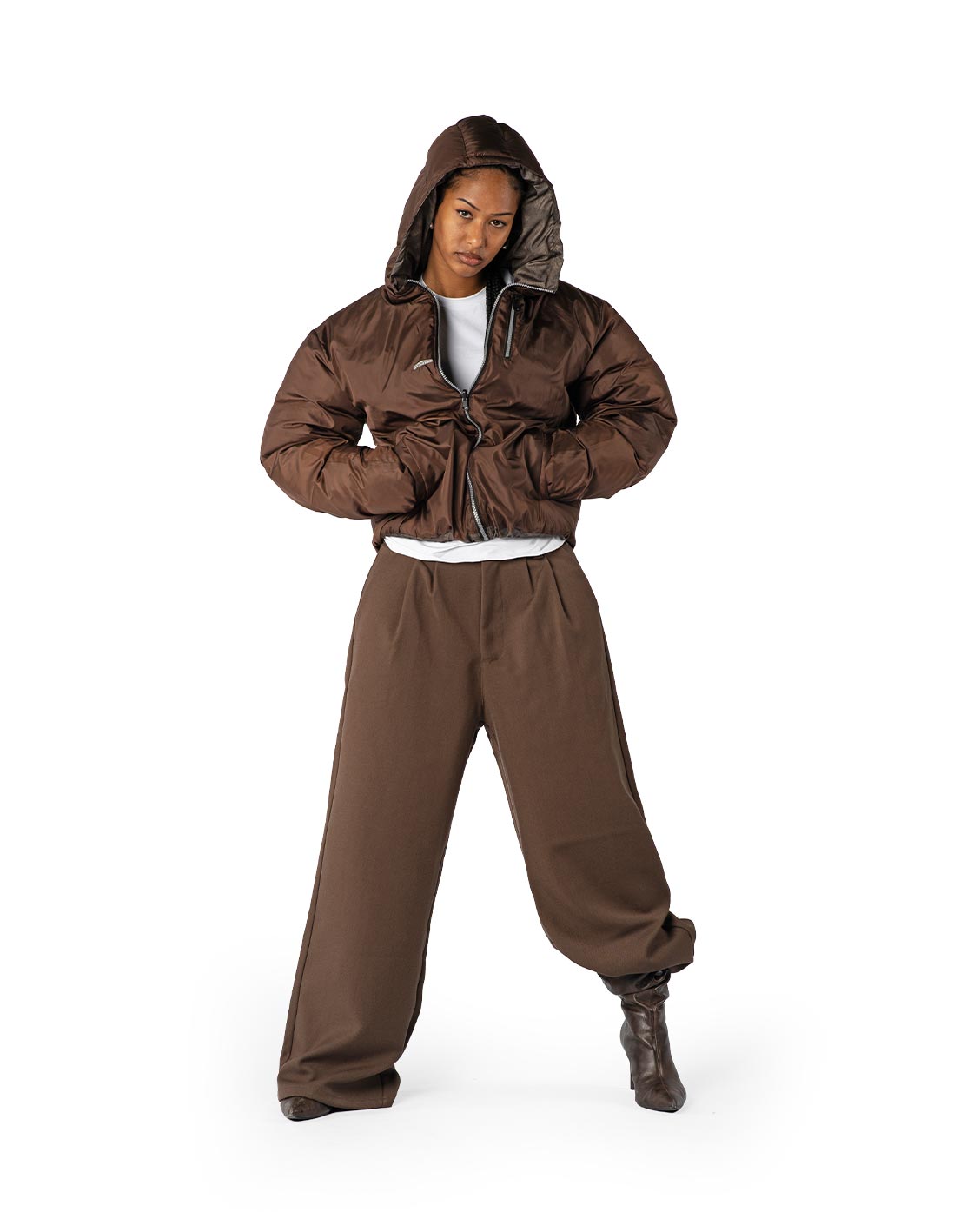 Tailored Pleat Pants Dark Brown