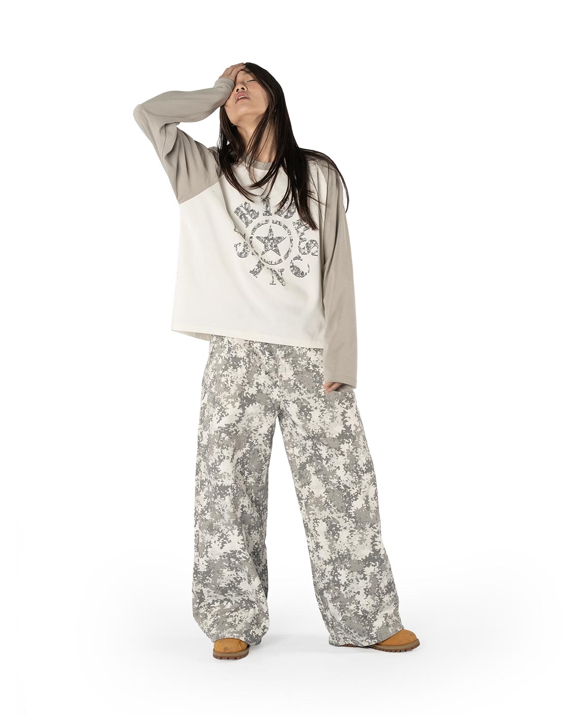Camou Wide-Leg Jeans, Snow Camou Denim | Strides JP