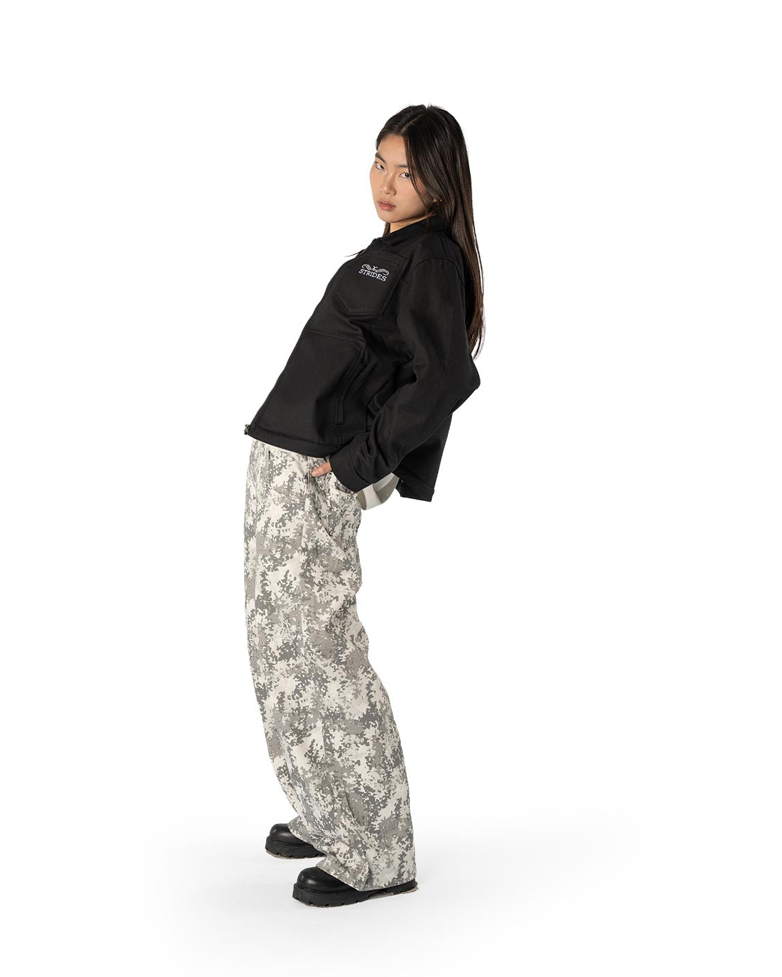 Camou Wide-Leg Jeans, Snow Camou Denim | Strides JP