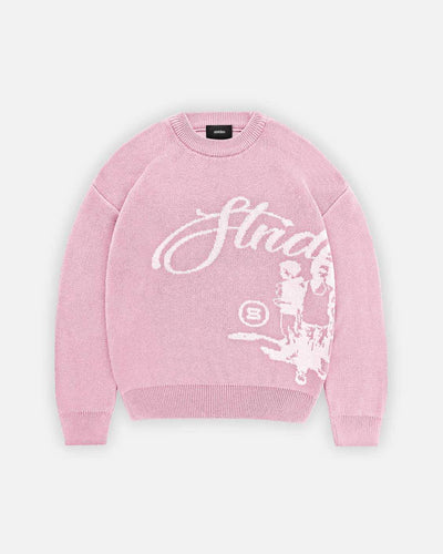 Jersey knit jacquard Echoes rosa, Strides JP, vista frontal