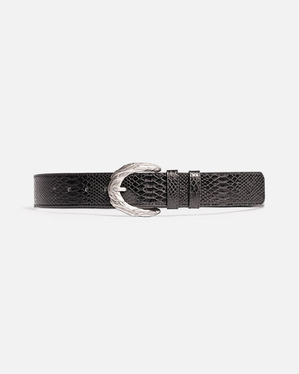 Snakeskin Leather Belt Dark Navy APPLE ACC of NY with Black Metal Buckle Sz Med Snakeskin Size XS Belts for Women for sale | eBay main image 4