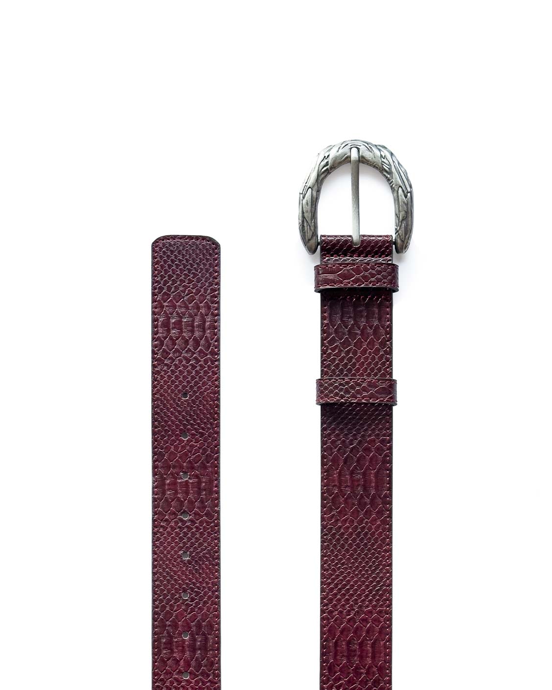 Vegan Leather Belt, Imperial Bordeaux Snake | Strides JP