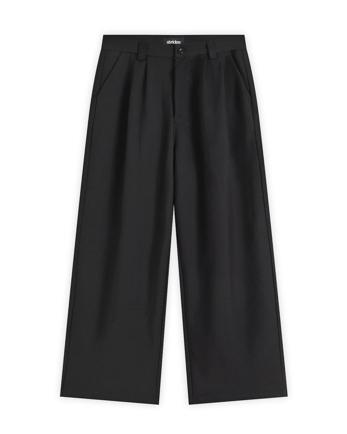 Black wide-leg pants on a white background