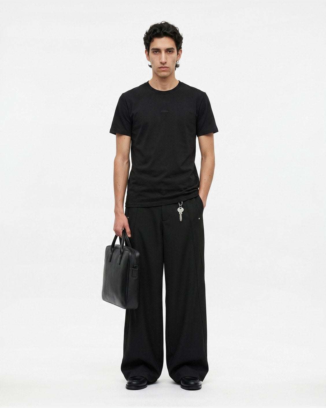 Slim Tee Black, product view 6 on a light grey background