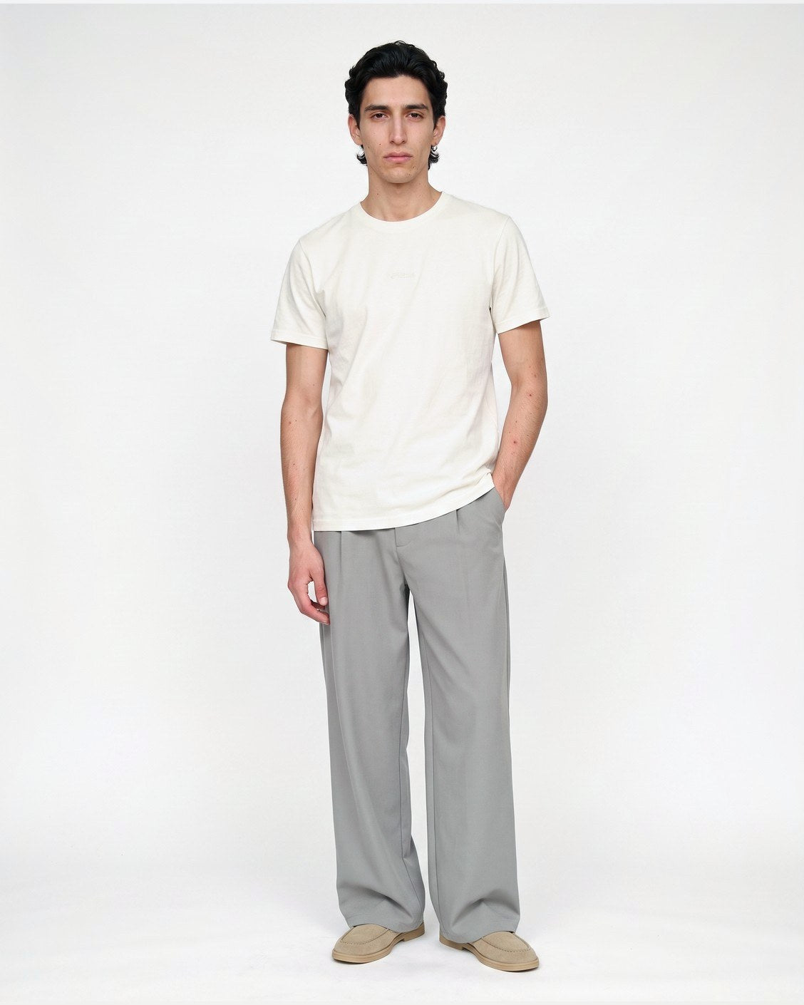 Slim Tee White, product view 5 on a light grey background