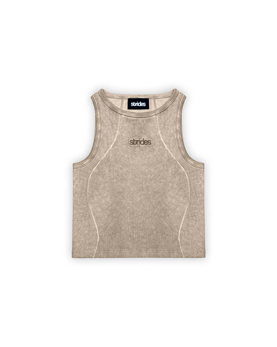 Curve Crop Top Beige Oil Wash