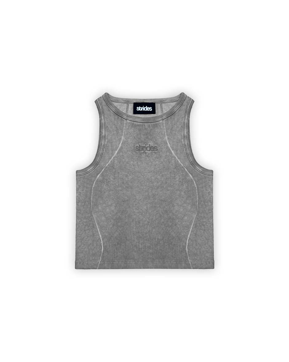 Curve Crop Top Grey Oil Wash