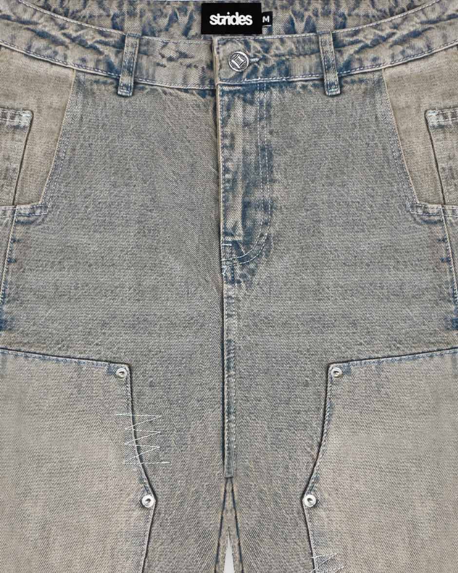 Carpenter Split Jorts Grey Yellow